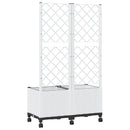 Haveplantekasse med espalier og hjul Hvid 80 x 40 x 146 cm PP