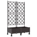 Haveplantekasse med espalier og hjul 2 stk. Brun PP