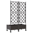Haveplantekasse med espalier og hjul 2 stk. Brun PP