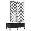 Haveplantekasse med espalier og hjul 2 stk. Sort PP
