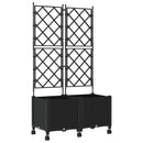 Haveplantekasse med espalier og hjul 2 stk. Sort PP