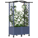 Hævet Bed med Trellis og Tag Grå 125 x 40 x 144 cm PP