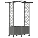 Hævet Bed med Trellis og Tag Lysegrå 125 x 40 x 144 cm PP