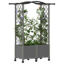 Hævet Bed med Trellis og Tag Lysegrå 125 x 40 x 144 cm PP