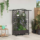 Hævet Bed med Trellis og Tag Brun 124 x 40 x 129 cm PP