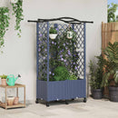Hævet Bed med Trellis og Tag Grå 122 x 40 x 144 cm PP