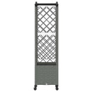 Hævet Bed med Trellis og Tag Lysegrå 122 x 40 x 144 cm PP