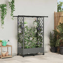 Hævet Bed med Trellis og Tag Lysegrå 122,5 x 40 x 127 cm PP