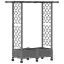 Hævet Bed med Trellis og Tag Lysegrå 122,5 x 40 x 127 cm PP
