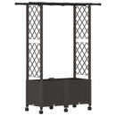 Hævet Bed med Trellis og Tag Brun 124,5 x 40 x 142 cm PP