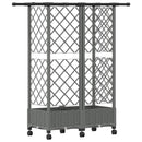 Hævet Bed med Trellis og Tag Lysegrå 124 x 40 x 127 cm PP