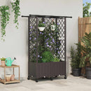 Hævet Bed med Trellis og Tag Brun 124 x 40 x 142 cm PP