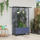 Hævet Bed med Trellis og Tag Grå 124 x 40 x 142 cm PP