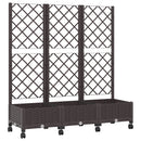 Haveplantekasse med espalier og hjul Brun 120 x 40 x 131,5 cm