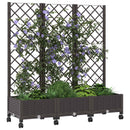 Haveplantekasse med espalier og hjul Brun 120 x 40 x 131,5 cm