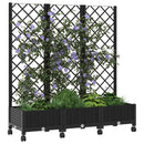 Haveplantekasse med espalier og hjul Sort 120 x 40 x 131,5 cm