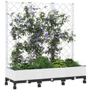 Haveplantekasse med espalier og hjul Hvid 120 x 40 x 131,5 cm