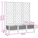 Haveplantekasse med espalier og hjul Hvid 120 x 40 x 131,5 cm