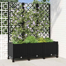Haveplantekasse med espalier og hjul Sort 120 x 40 x 146 cm PP