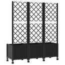 Haveplantekasse med espalier og hjul Sort 120 x 40 x 146 cm PP
