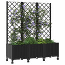 Haveplantekasse med espalier og hjul Sort 120 x 40 x 146 cm PP