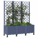 Haveplantekasse med espalier og hjul Blå Grå 120 x 40 x 146 cm