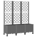 Haveplantekasse med espalier og hjul Lysegrå 120 x 40 x 146 cm