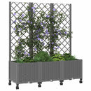 Haveplantekasse med espalier og hjul Lysegrå 120 x 40 x 146 cm