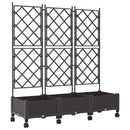Haveplantekasse med espalier og hjul 3 stk. Brun PP