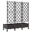 Haveplantekasse med espalier og hjul 3 stk. Brun PP