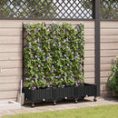 Haveplantekasse med espalier og hjul 3 stk. Sort PP