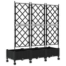 Haveplantekasse med espalier og hjul 3 stk. Sort PP