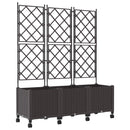 Haveplantekasse med espalier og hjul 3 stk. Brun PP