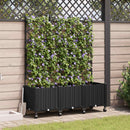 Haveplantekasse med espalier og hjul 3 stk. Sort PP