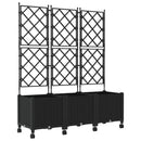 Haveplantekasse med espalier og hjul 3 stk. Sort PP