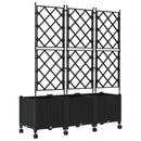Haveplantekasse med espalier og hjul 3 stk. Sort PP