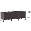 Havekrukke med vanding og hjul 3 stk. Brun 120 x 40 x 43,5 cm