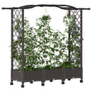 Hævet bed med espalier og hjul Brun 169 x 40 x 129 cm PP
