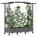 Hævet Bed med Trellis og Tag Lysegrå 169 x 40 x 129 cm PP