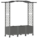 Hævet Bed med Trellis og Tag Lysegrå 164 x 40 x 144 cm PP