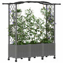 Hævet Bed med Trellis og Tag Lysegrå 164 x 40 x 144 cm PP