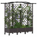 Hævet Bed med Trellis og Tag Brun 163 x 40 x 129 cm PP