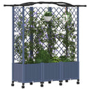 Hævet Bed med Trellis og Tag Grå 163 x 40 x 144 cm PP