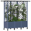 Hævet Bed med Trellis og Tag Grå 163,5 x 40 x 142 cm PP