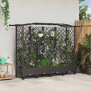 Hævet Bed med Trellis og Tag Brun 203,5 x 40 x 129 cm PP