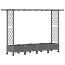 Hævet Bed med Trellis og Tag Lysegrå 203 x 40 x 127 cm PP