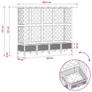 Hævet Bed med Trellis og Tag Lysegrå 202,5 x 40 x 127 cm PP