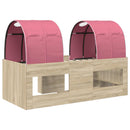 Kids'høj seng med tunnel Sonoma-eg og pink 90 x 200 cm