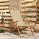 Strandstol Beige Massiv Teaktræ