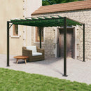 Pergola med louvret tag 3 x 3 x 2,14 m Grøn Stof og aluminium